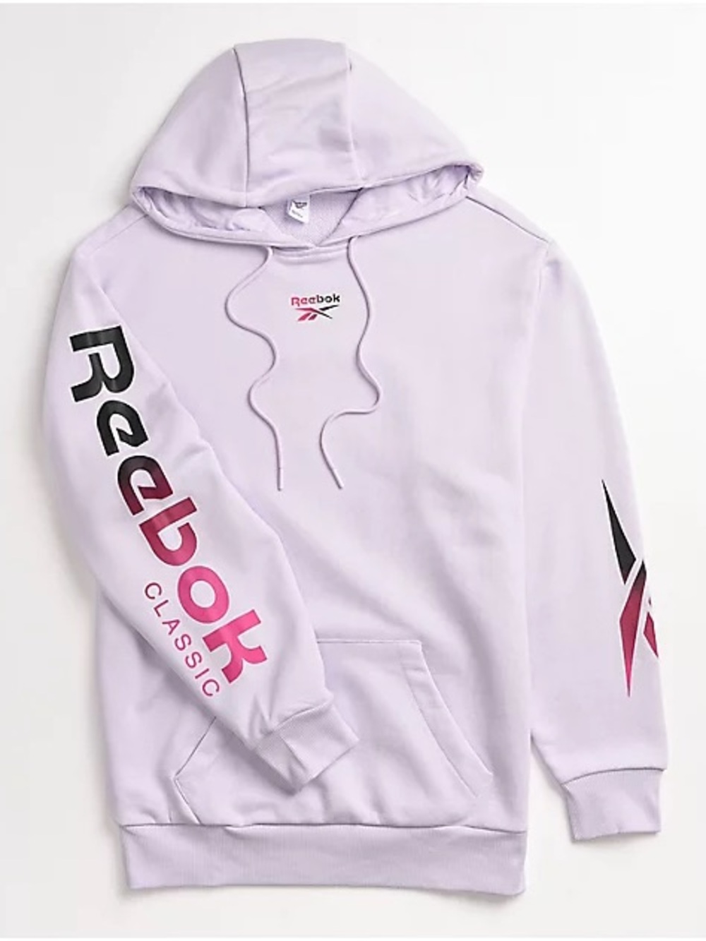 Reebok Lavender Hoodie with Pink and Black Sleeve Logos